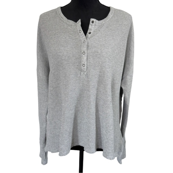 OFFLINE by Aerie Gray Waffle Knit Henley Long Sleeve Top – Size L - Picture 3 of 6